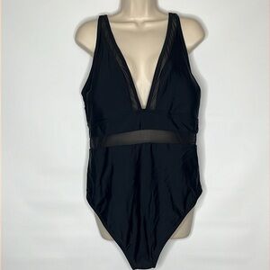 Cupshe one piece black bathing suit, with sheer cutouts, very flattering, NWTS